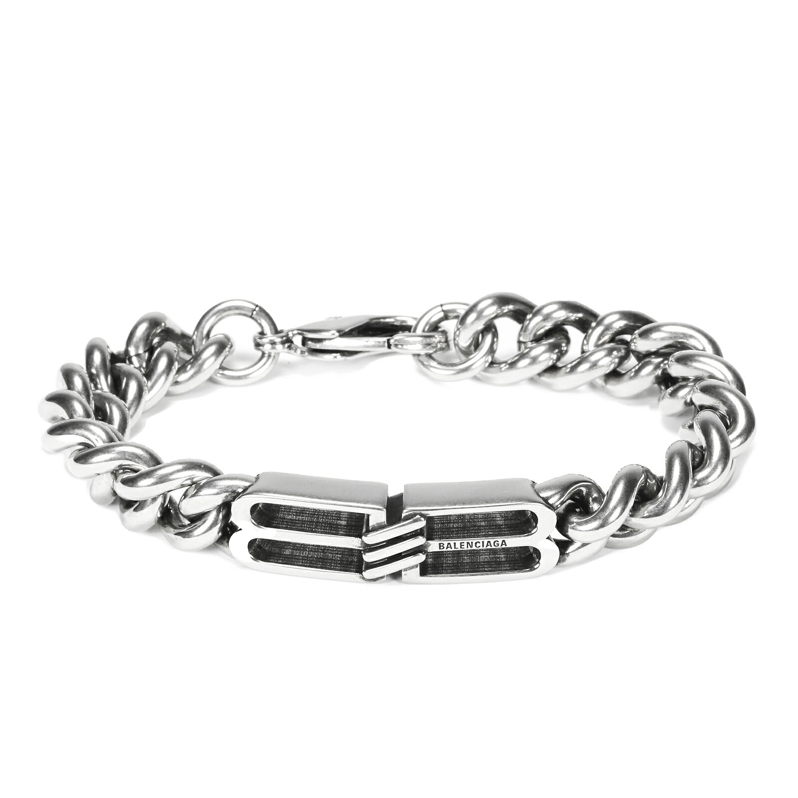 バレンシアガ シルバーチェーンブレスレット