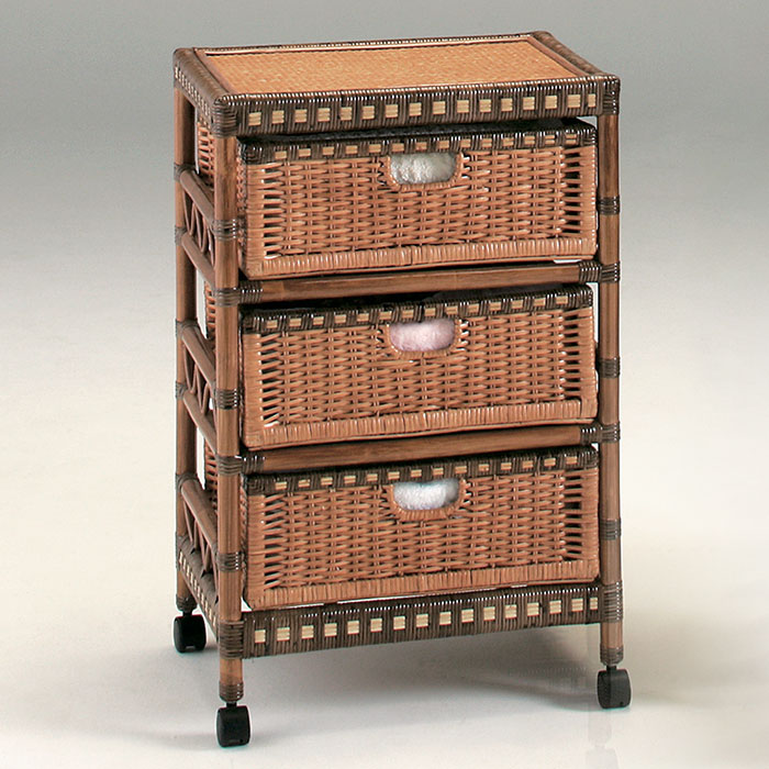 ウィッカー製 4段チェスト ラタンチェスト カゴ収納家具 箪笥 レトロ