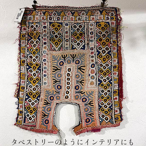 インド アンティークミラーワーク刺繍タペストリー 希少】アンティーク