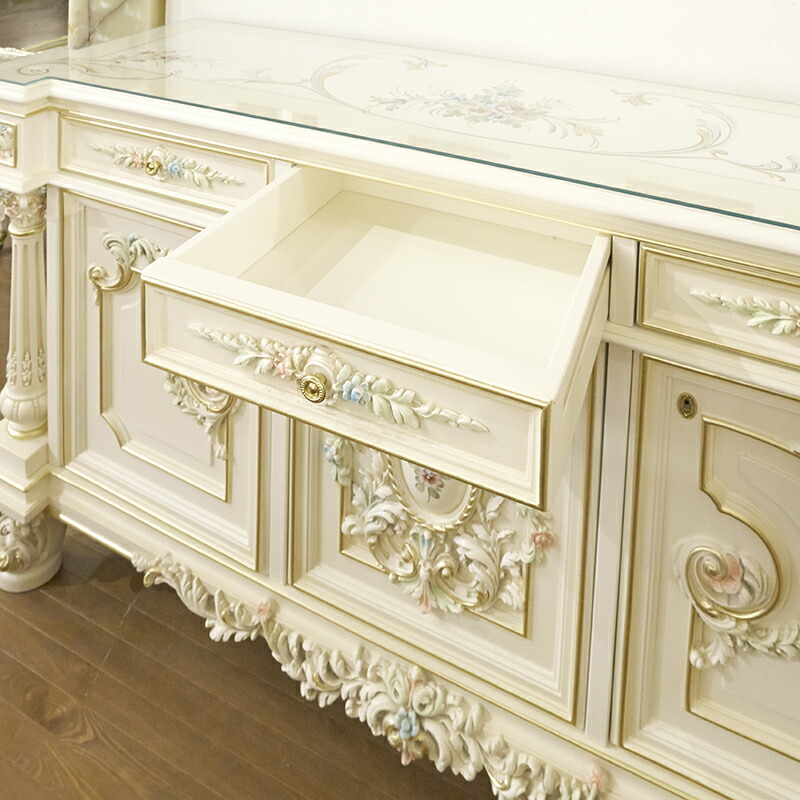 SILIK(シリック) ロココ調 引き出し付きサイドテーブル 花台、飾り棚