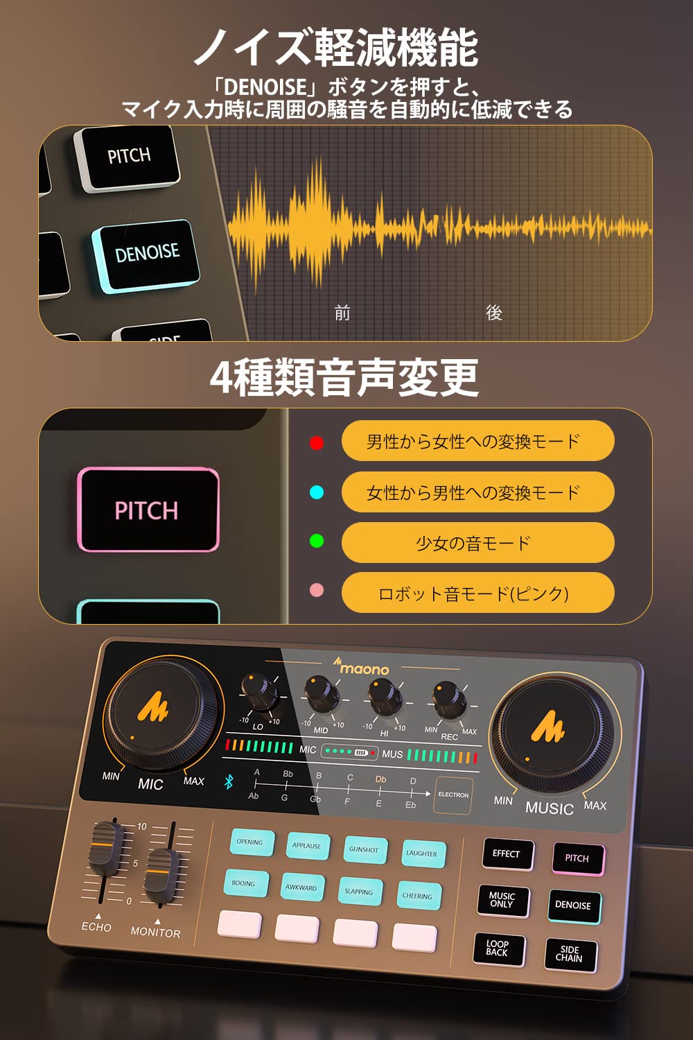 楽天市場】公式 MAONO オーディオミキサー オーディオインターフェース