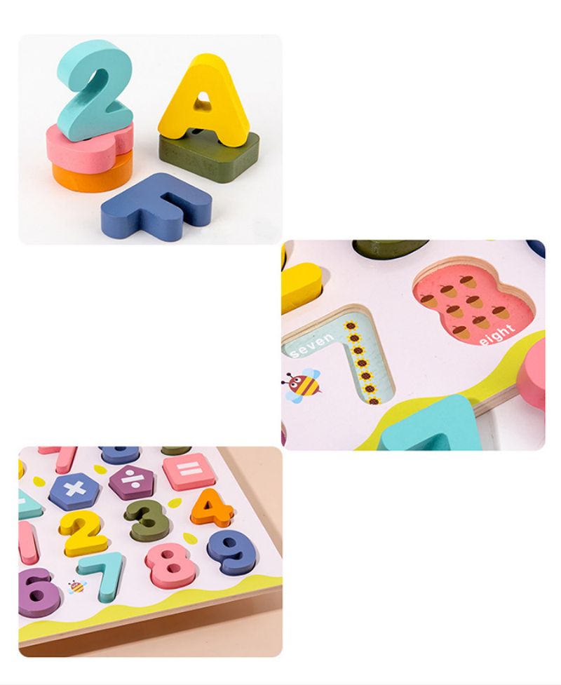 楽天市場】知育パズル2点セット 木のパズル A・B・C 1・2・3 知育玩具