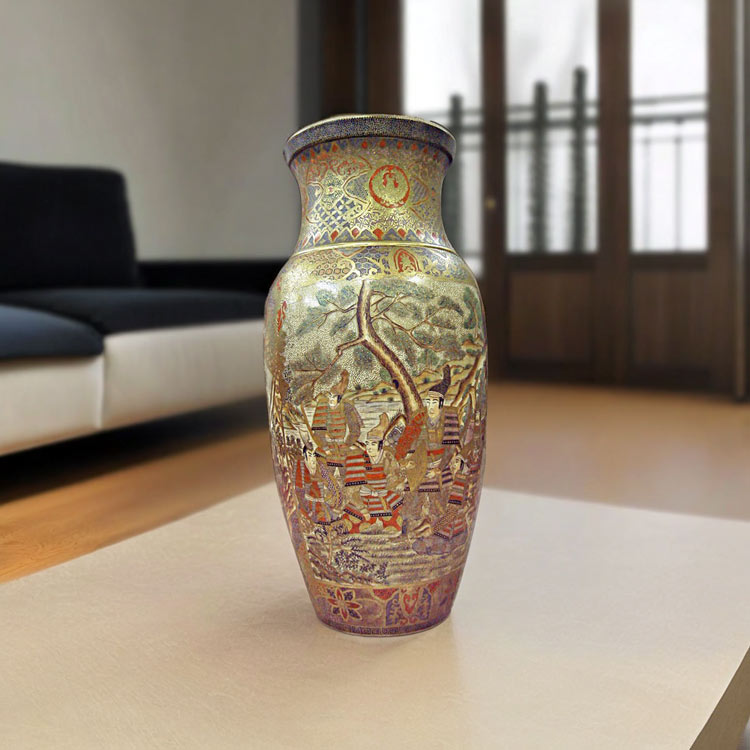 薩摩焼き、鶴首壺 薩摩焼き、鶴首壺