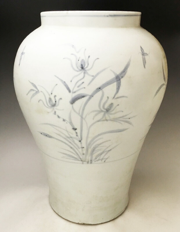 李朝 松竹文染付白磁花瓶 高さ45cm 【公式通販】