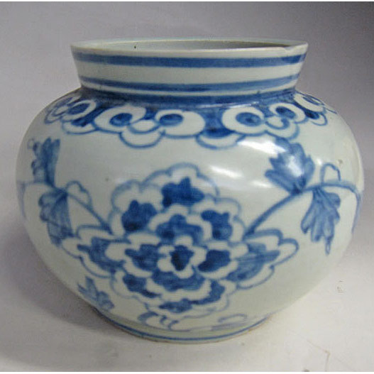 時代物 李朝 染付魚蟹海老文 壺 花瓶 箱付 白磁 青花 朝鮮古陶 唐物