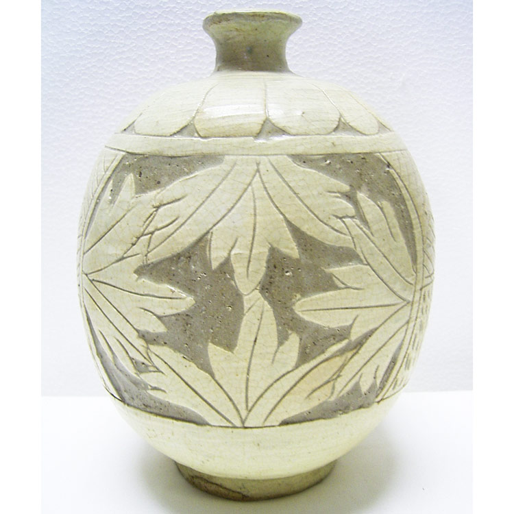 白磁 鉄絵 俵壺 李朝 朝鮮美術 韓国古美術 扁壺 時代物 鶏龍山