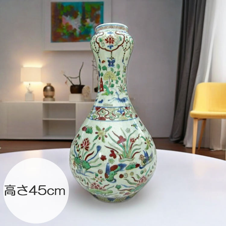 斗彩童子紋紅胎缶 景徳鎮 陶磁器 装飾品 現代工芸品 美術品 置物 斗彩