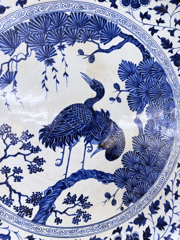 楽天市場】景徳鎮 青花 鳳凰文盤 特大皿 3.5尺 直径約1m13cm 中国美術