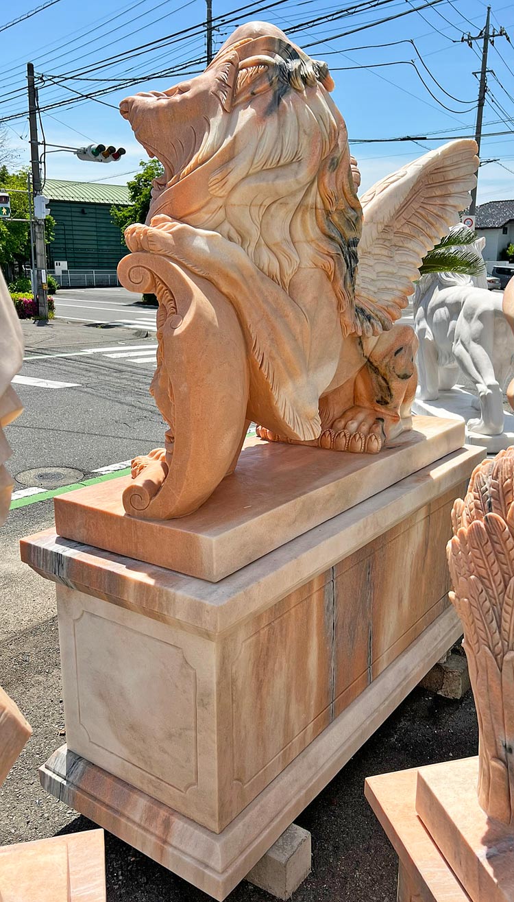 楽天市場】大型 天然大理石彫刻 翼を持つライオン 有翼の獅子 ペア