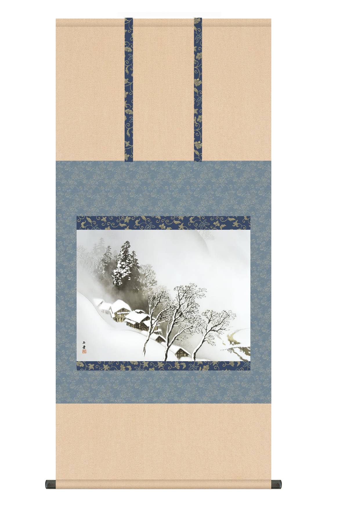 ☆【春夏秋冬四季山水図】葛谷聖山○絹本肉筆・共箱付 四幅