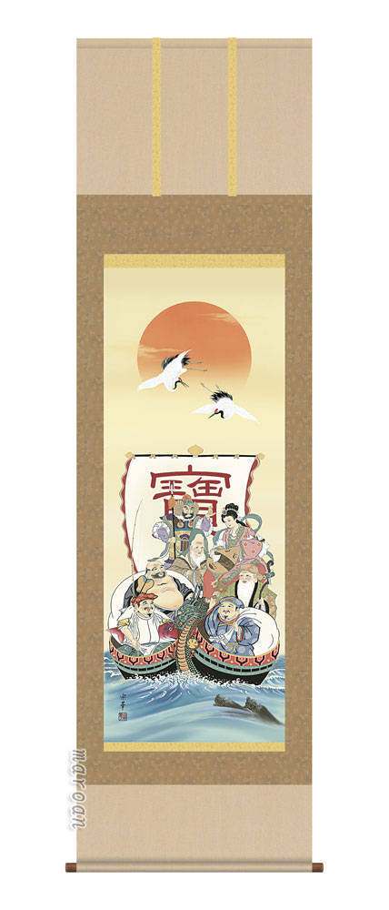 楽天市場】掛け軸 七福神 (鵜飼雄平) 送料無料 掛軸 : 掛け軸・絵画の