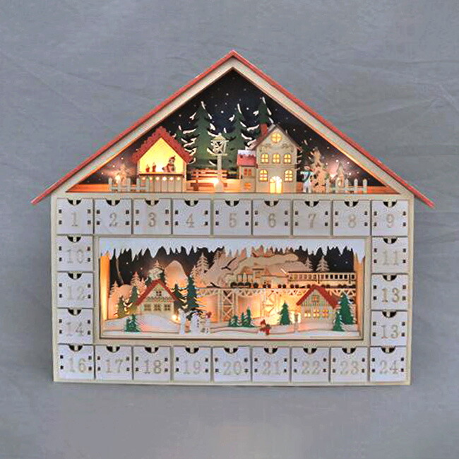 楽天市場】ウッドハウスライト アドベントカレンダー クリスマス置物