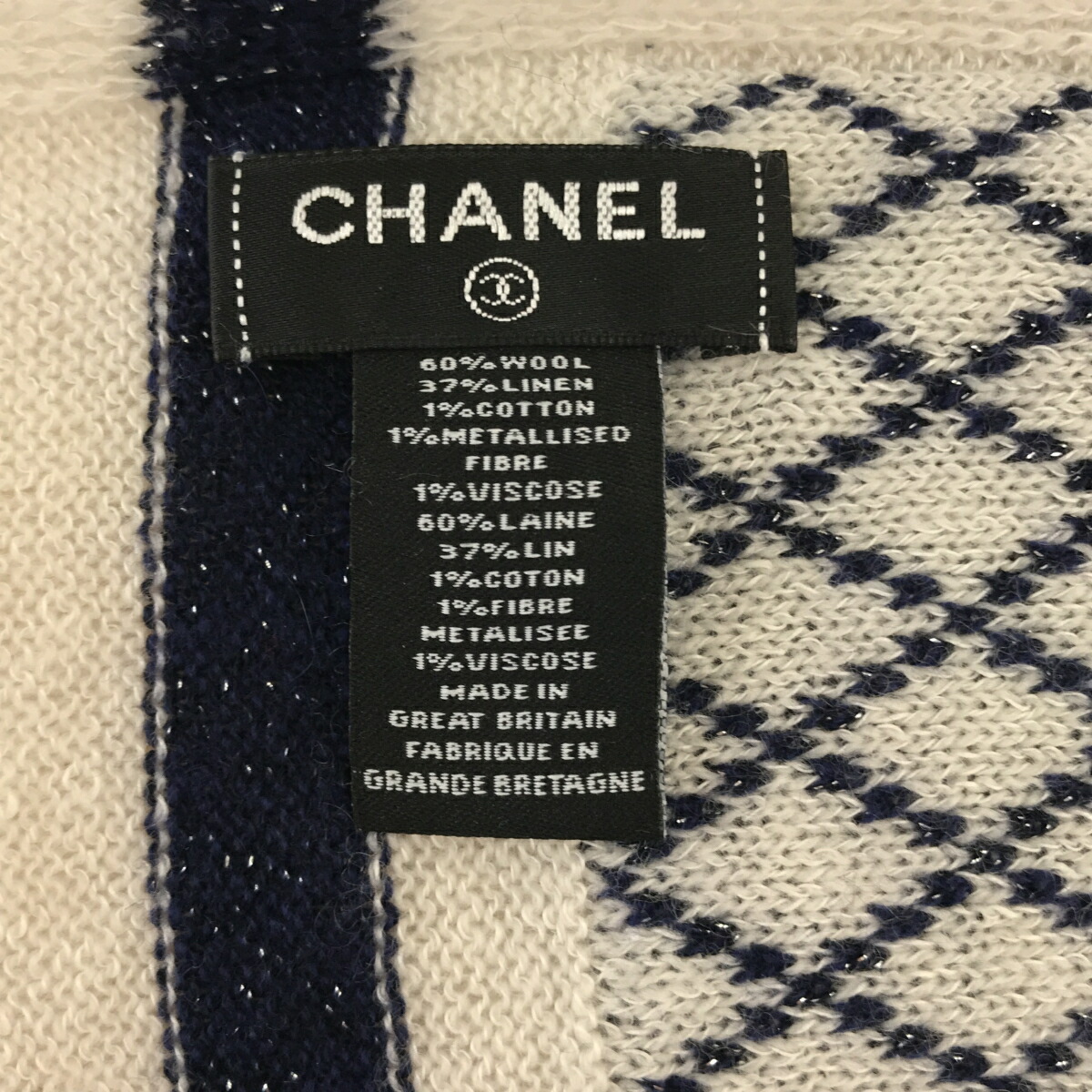 楽天市場】CHANEL シャネル ココマーク ネイビー ホワイト 白 ストール