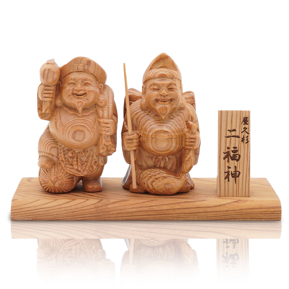 楽天市場】七福神 大黒天 恵比寿 神棚 屋久杉 木彫り 置物 風水 開運