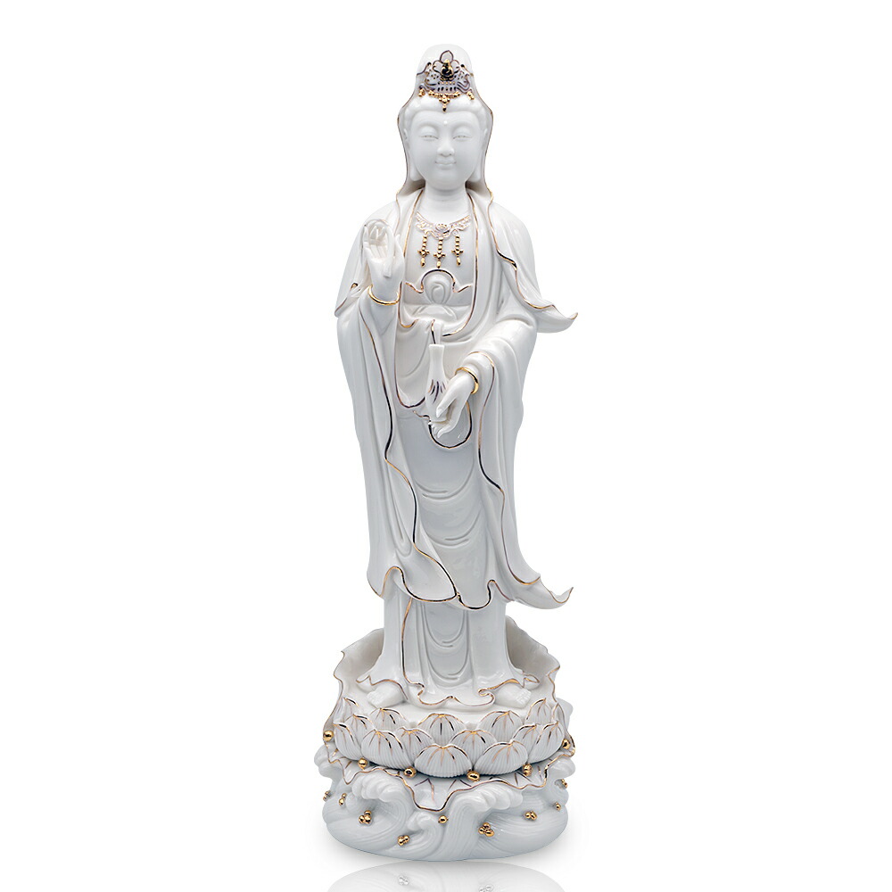 中国 徳化窯白磁 観音菩薩像 C 7889E - メルカリ