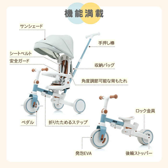 楽天市場】【楽天ランキング入賞】 子供用三輪車 折りたたみ式 7in1