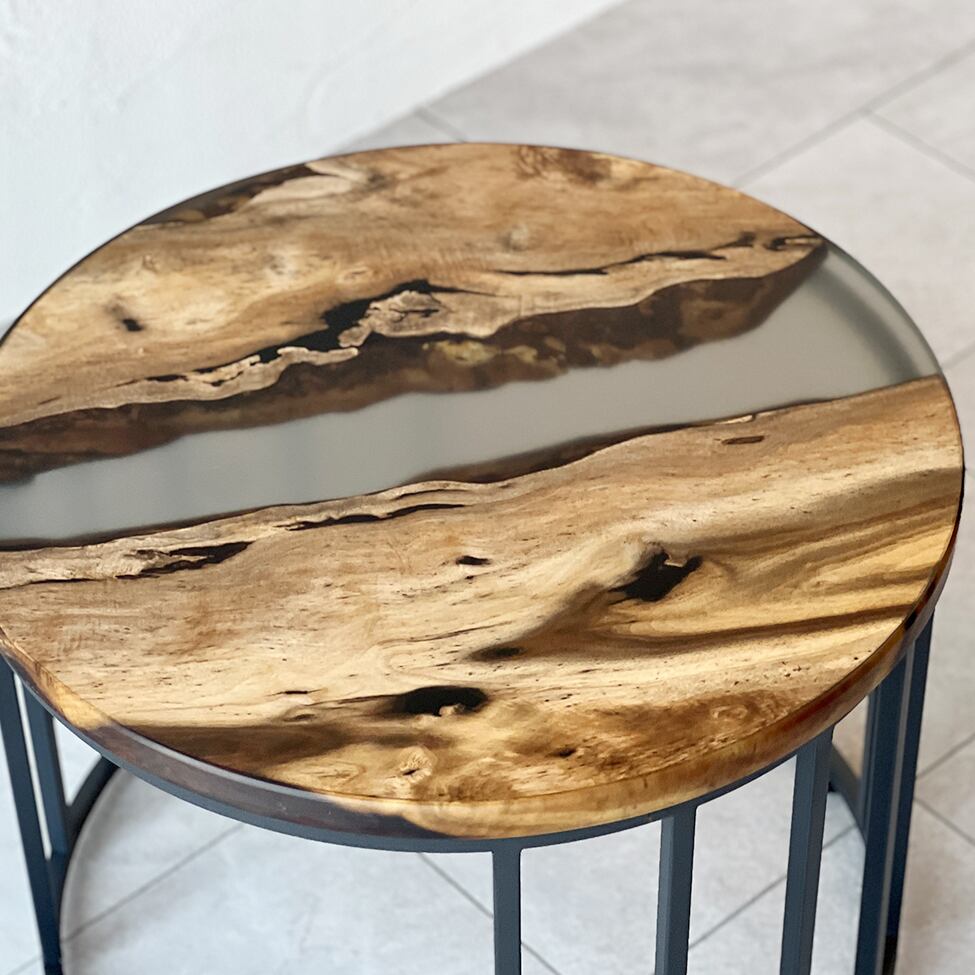 楽天市場】銘木屋 レジン テーブル サイドテーブル 丸テーブル