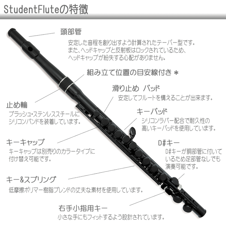 楽天市場】NUVO プラスチック製 フルート StudentFlute ブラック 入門