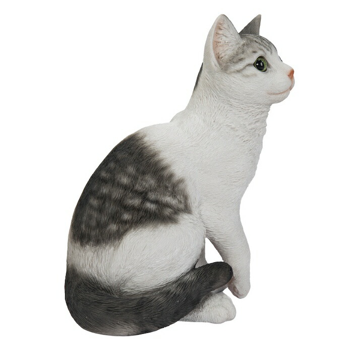 楽天市場】置物 お座りサバトラ白猫 大 ネコ 高さ30.5cm woobia