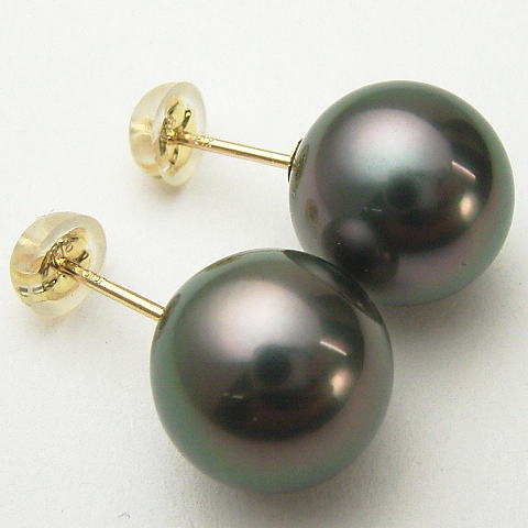 楽天市場】Pt900/K18/K14WGタヒチ黒蝶真珠ピアス(イヤリング)【11mm