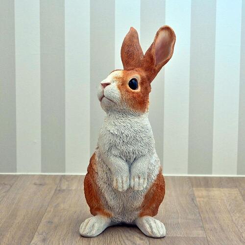 楽天市場】リアルウサギL 白 茶色 ナチュラ置物 可愛い置物 ラビット