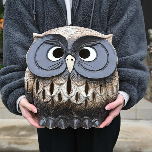 楽天市場】現品でのお届け信楽焼 ふくろう灯篭 ランタン フクロウ 梟