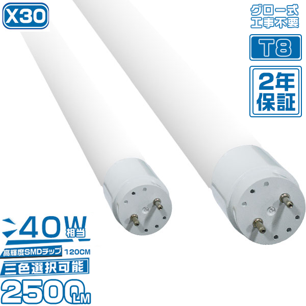 楽天市場】led蛍光灯 直管 40W型 広角320度 2500LM 「30本セット