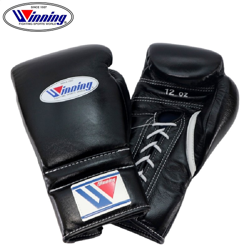Winningボクシンググローブ12ozマジックテープ式ブラック luxurious