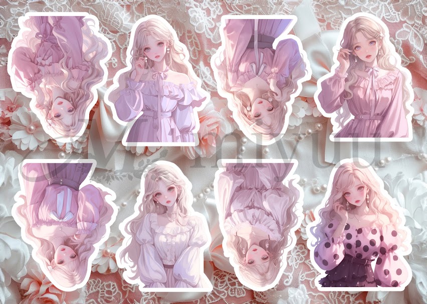 限定③【オリジナルキャラ】コラージュシート 素材 女の子 コラージュ