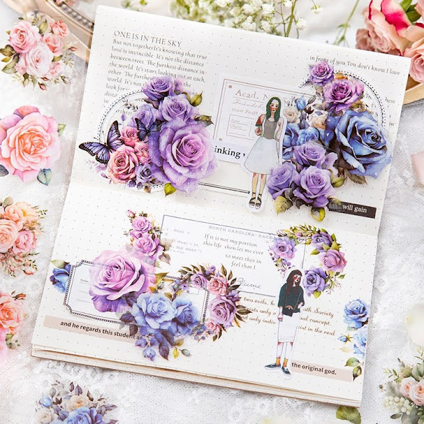 楽天市場】マスキングテープ 透明 花 コラージュシール 海外マステ