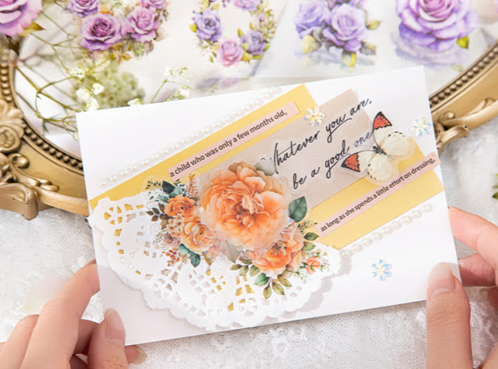 楽天市場】マスキングテープ 透明 花 コラージュシール 海外マステ