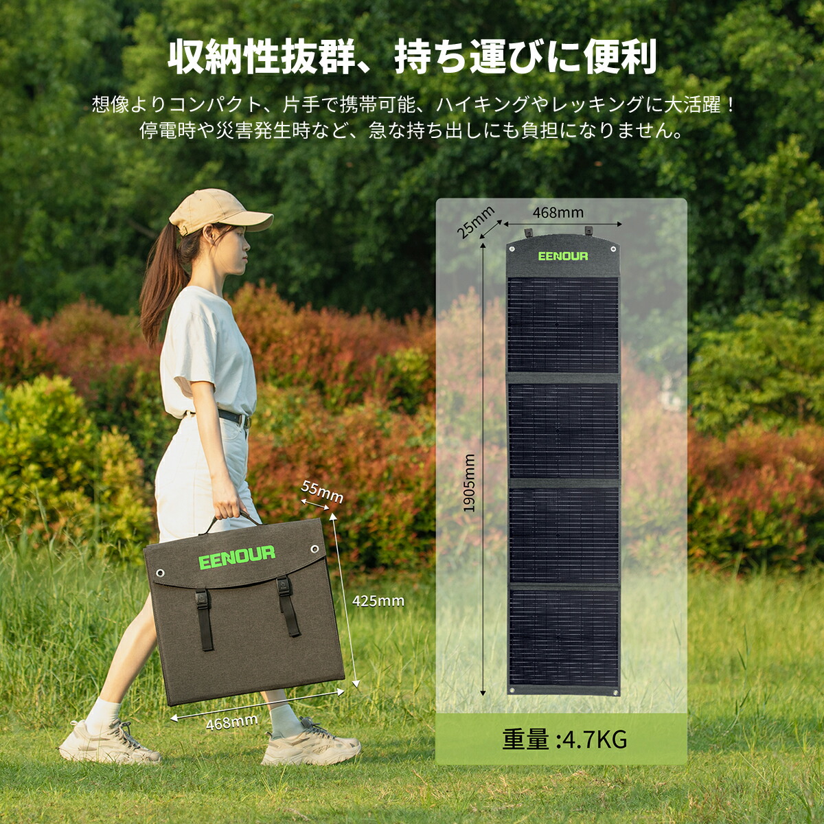 楽天市場】EENOUR ソーラーパネル 120W 折り畳み 充電 バッテリー USB