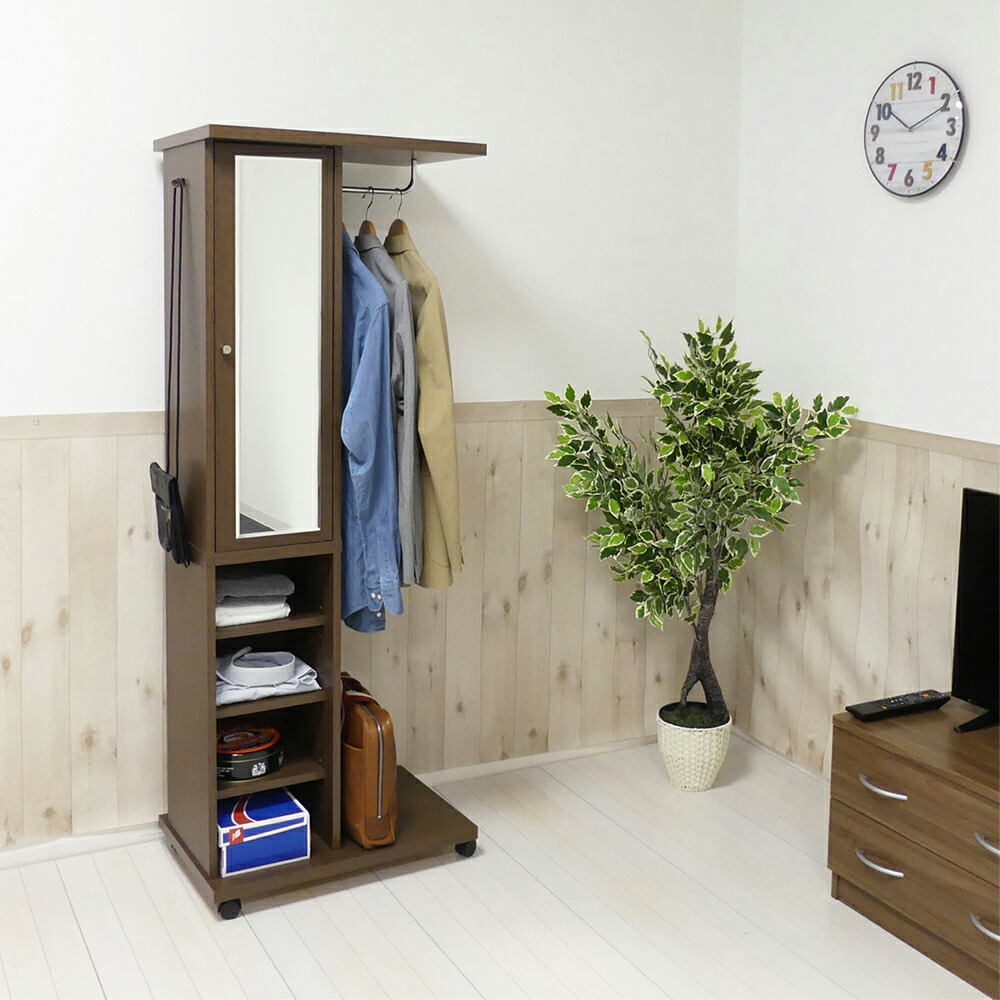 楽天市場】ハンガーラック ミラー扉収納付き W600 D400 H1560 ハンガー