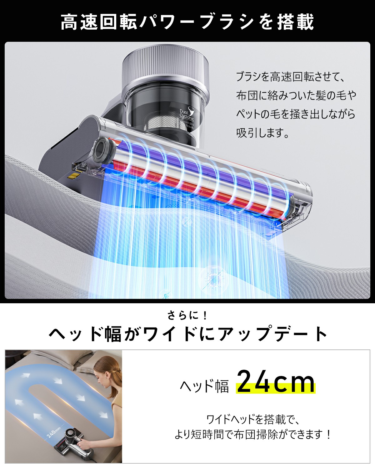 布団クリーナー 布団掃除機 18KPa 強力吸引 ダニ対策 熱風乾燥 UV除菌 楽天