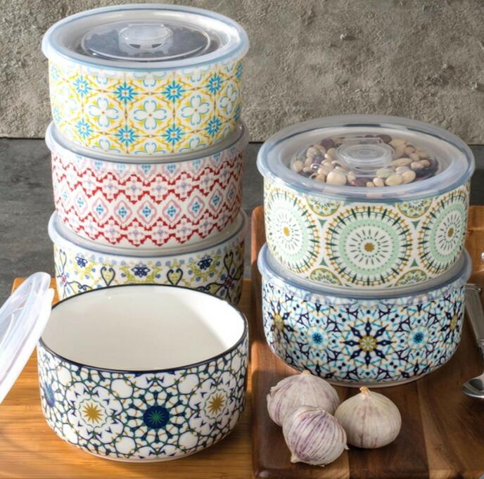 楽天市場】【フタ付き 陶器 保存容器カラフル6点セット】蓋付きボウル