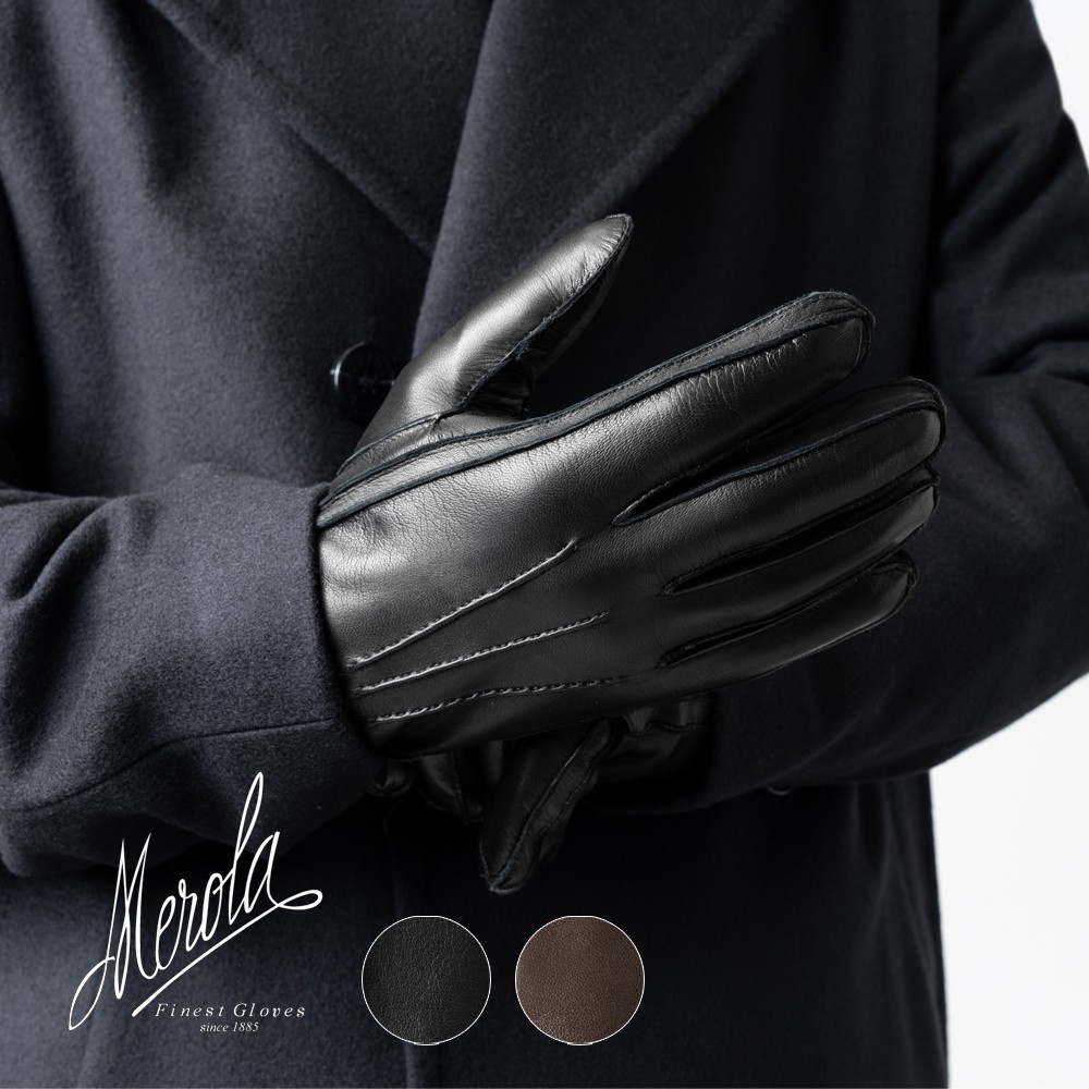 初売り メローラ スマホ対応 ナッパ黒 ライニングなし 革手袋 グローブ