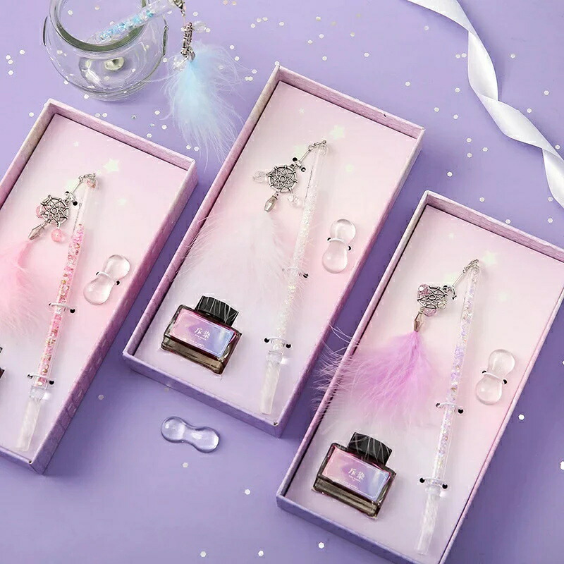 楽天市場】ガラスペン セット 羽ペン 万年筆 クリスタルガラスペン