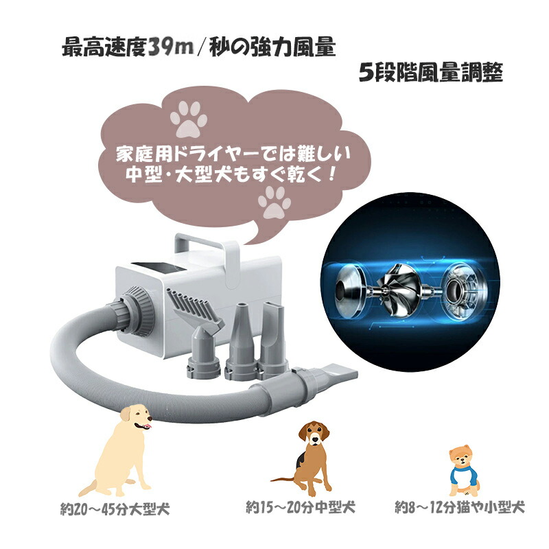 楽天市場】ペットドライヤー 犬 ブロワー 大型犬 静音設計 業務用 4種