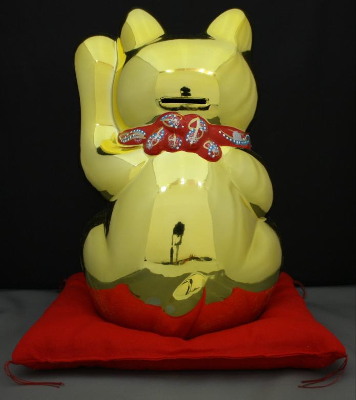 楽天市場】10号招き猫小判金（右手または左手）(座布団付) 【楽ギフ_