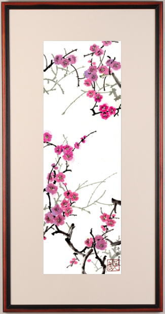 梅の枝の花 版画 208/280 額装 落款あり インテリア Gogh Museum