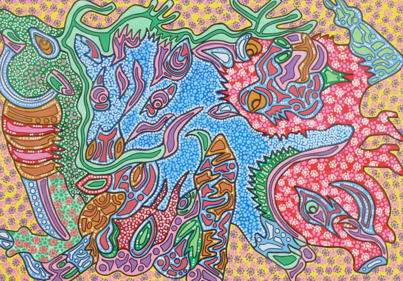 瞑想アート抽象画、額縁無し3枚組 瞑想アート抽象画、額縁無し3枚組