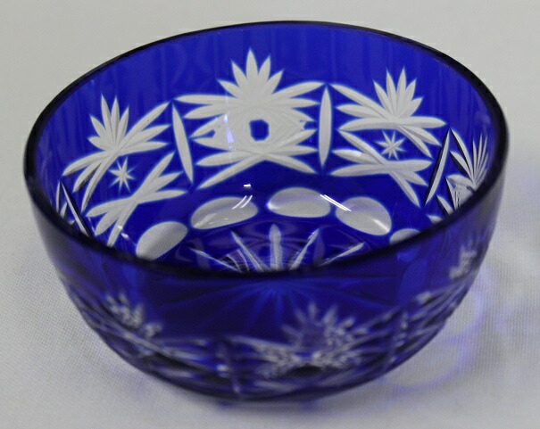 薩摩切子青色ガラスボウル 薩摩切子青色ガラスボウル 薩摩切子青色