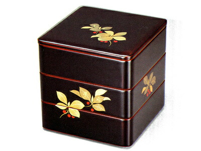 楽天市場】和食器 会津漆器 木製 6.0寸 三段重箱 漆塗り やぶこうじ 溜