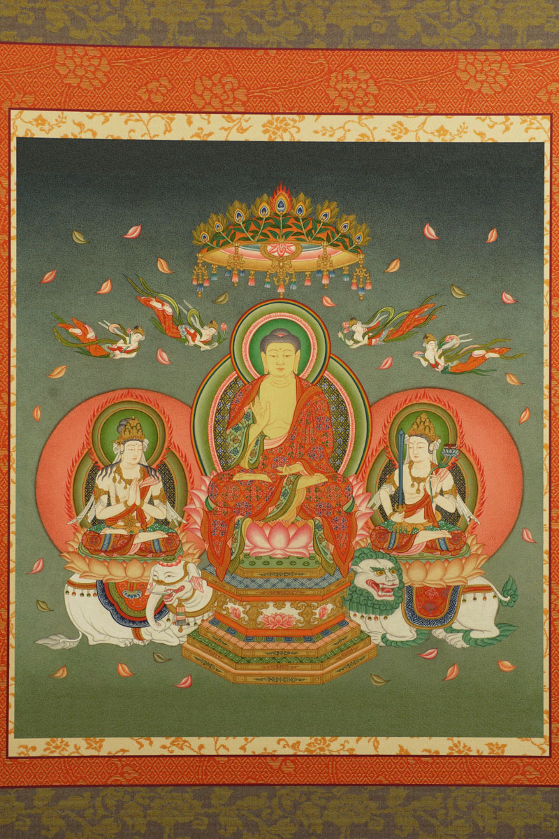 楽天市場】釈迦三尊 模表装仕立て 仏画掛け軸（模軸） : 仏像仏画