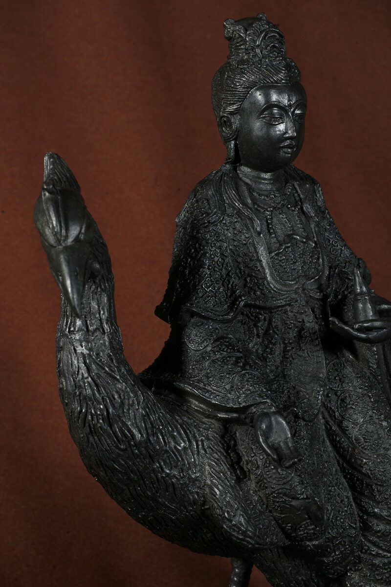 楽天市場】観音菩薩(孔雀上観音）黄銅製 : 仏像仏画チベット美術卸の天竺堂