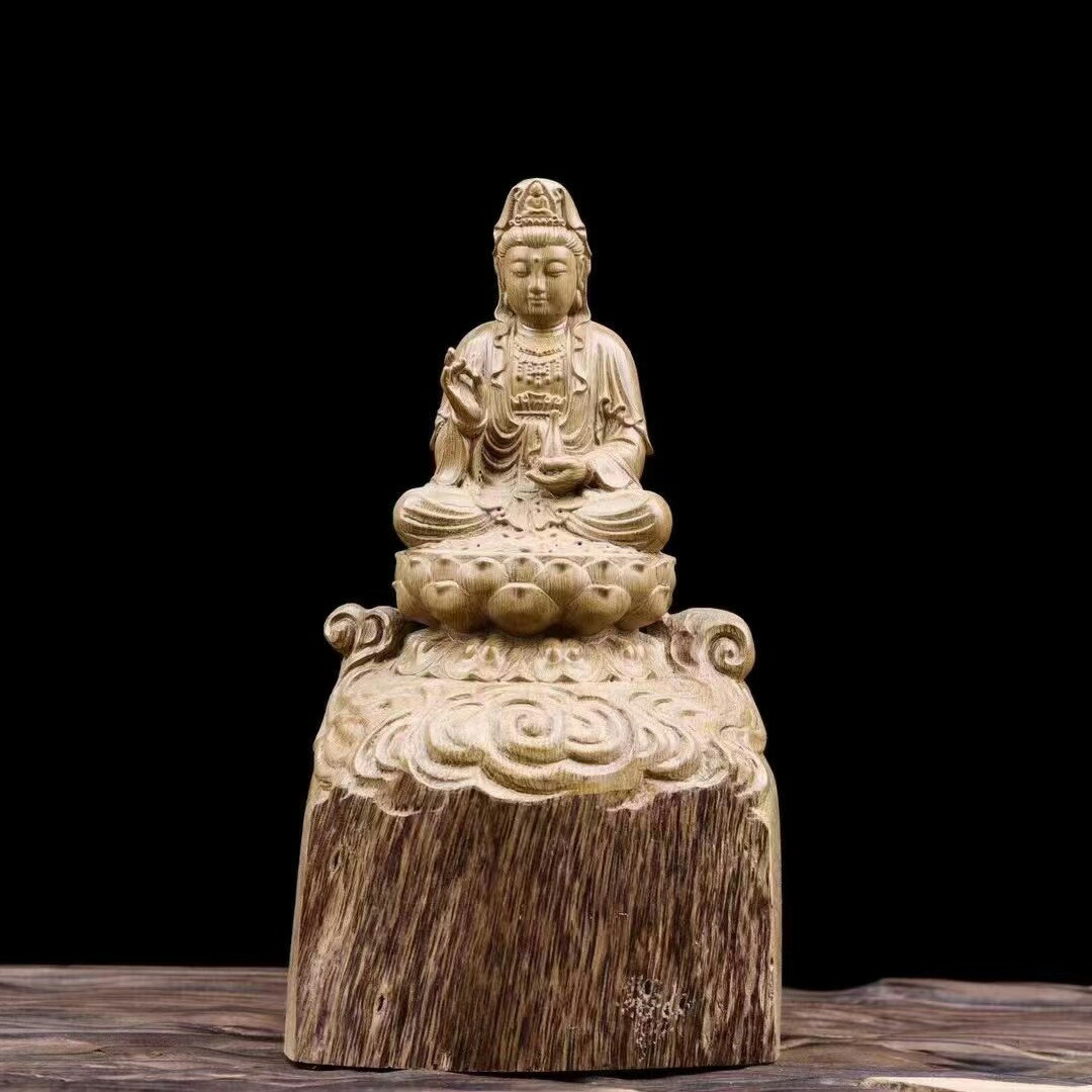 時代 木彫 マリア観音菩薩像 47cm 鍍金 仏教美術 聖観音 仏像 唐物骨董