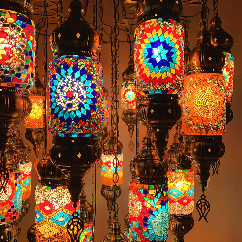 引掛けシーリング用 トルコランプ 職人手作り カラーガラス 吊り下げ
