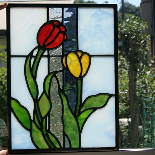 楽天市場】ステンドグラス 建物パネル・鉛線方式 チューリップ（赤と