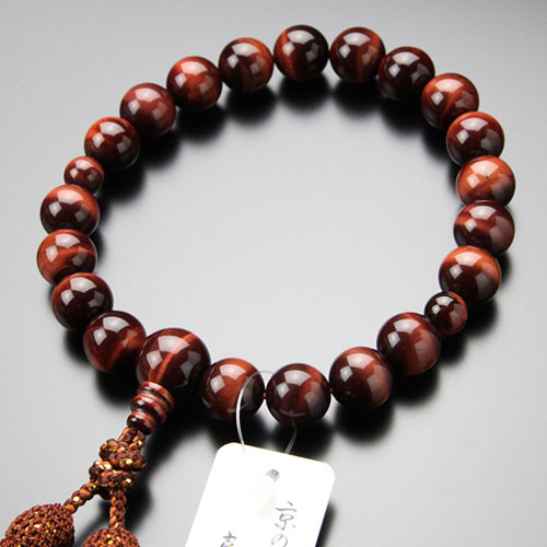 楽天市場】喜芳工房 念珠 数珠 男性用 20玉 赤虎目石 正絹2色房【略式