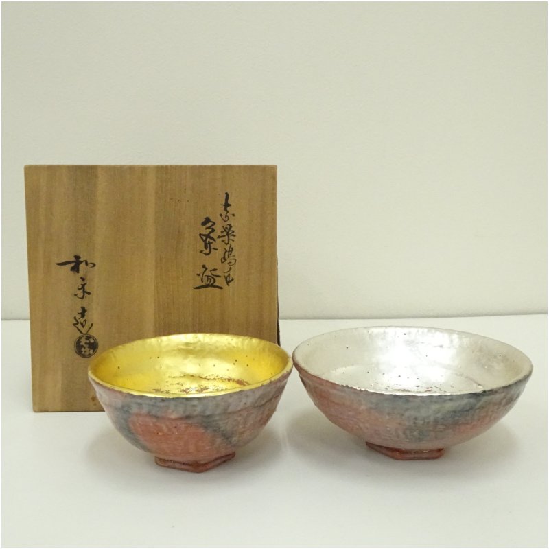 川崎和楽 赤楽 捻梅 銘々皿 5客 共箱 川崎和楽 赤楽 捻梅 銘々皿 5客